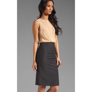 By Malene Birger Silk Midi Colorblock Dress | Nude & Black